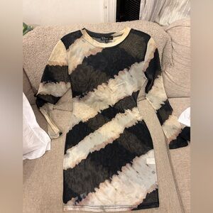 Hot & Delicious Black and Cream Long Sleeve Dress